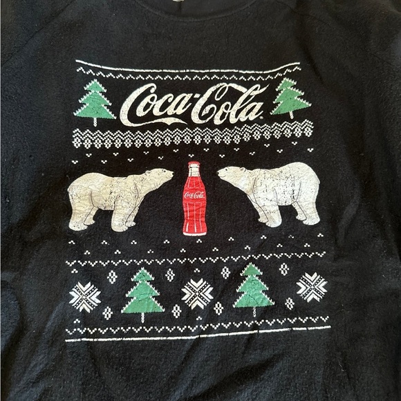 Coca Cola polar bears with Christmas trees fleece 2 piece pajama set - Picture 2 of 7